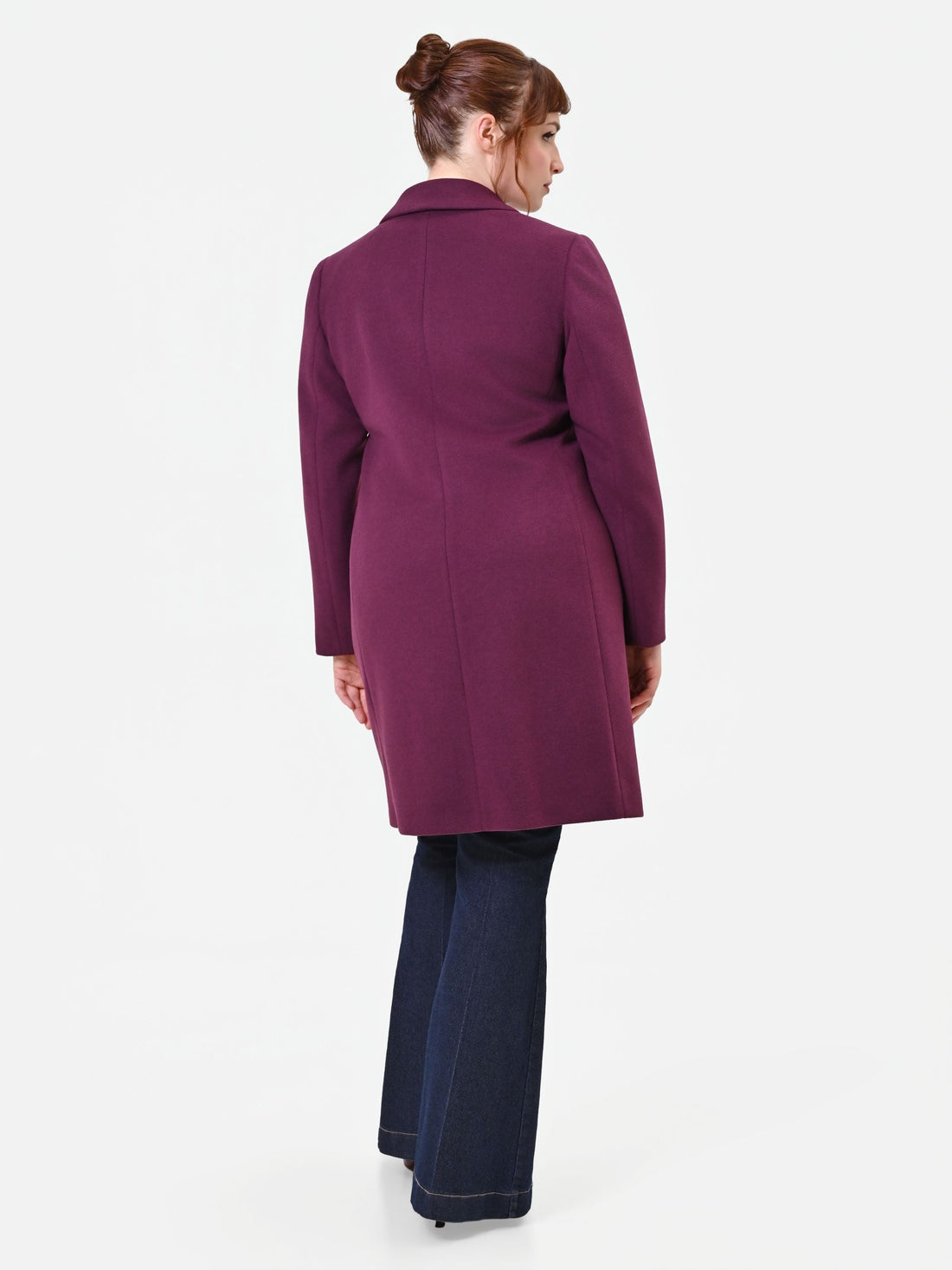 Cappotto Curvy monopetto bordeaux rosso in velaur