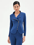 Giacca blu brillante con zip asimmetrica