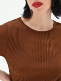 Maglia color cioccolato a costine