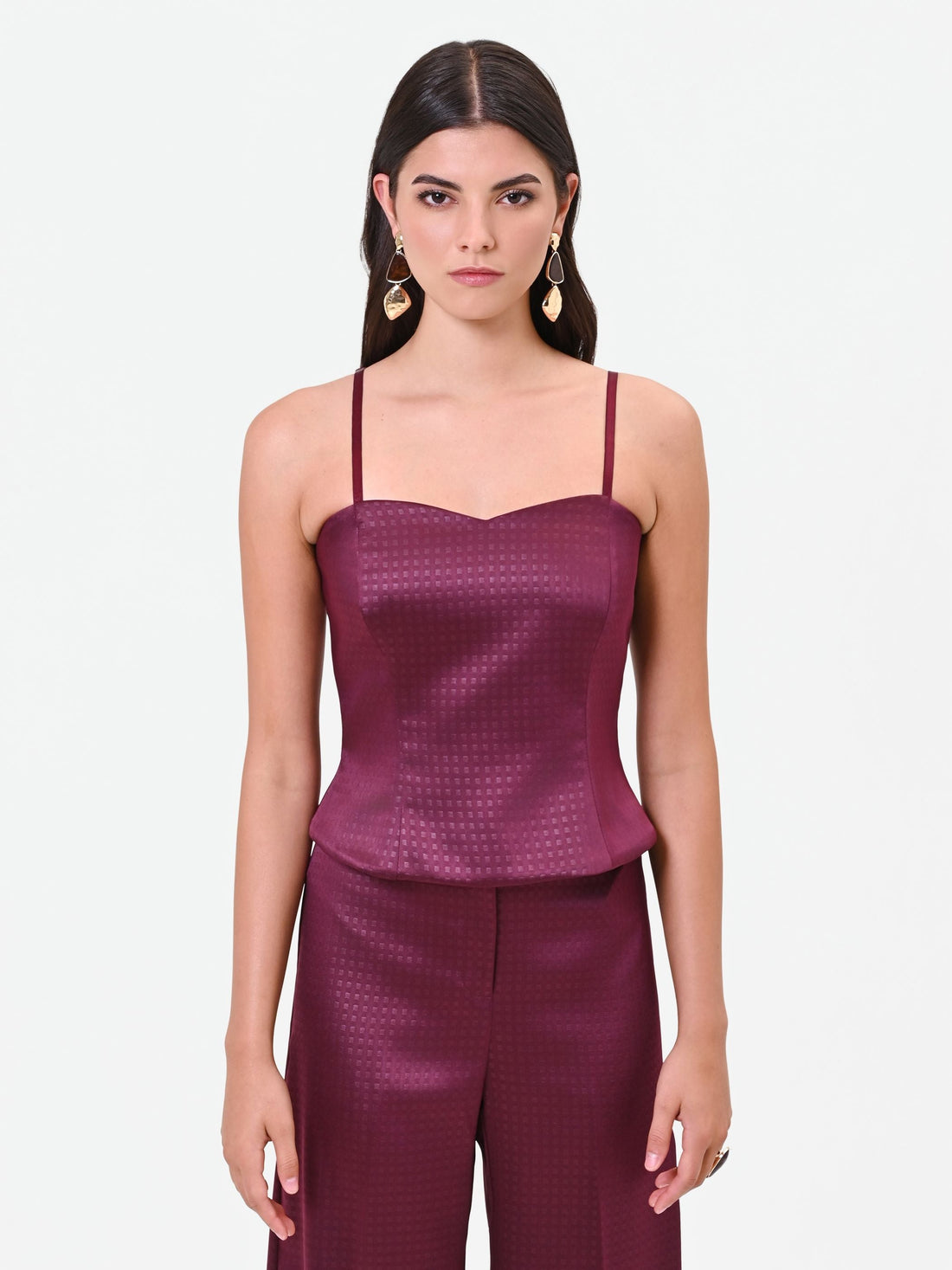 Top bustier bordeaux rosso in raso Giorgia Palmas X Rinascimento