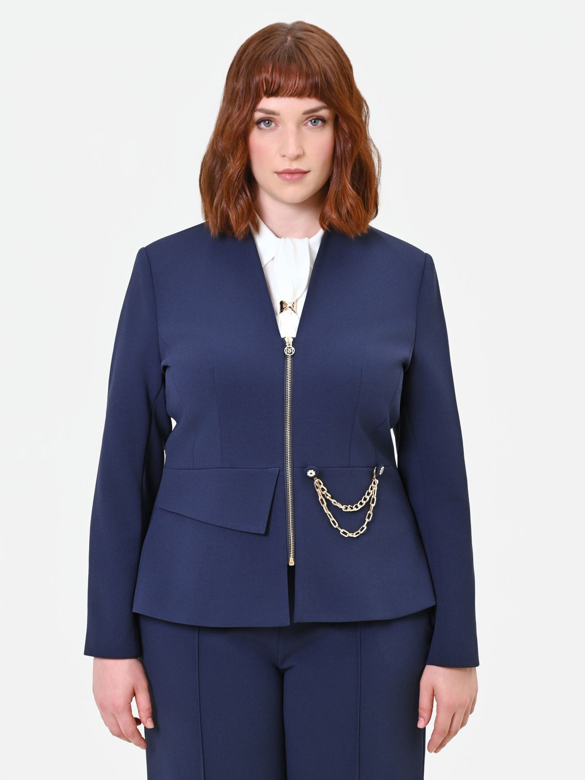 Giacca Curvy  blu navy in scuba crepe