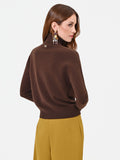 Maglia dolcevita marrone moro con bordi a costine