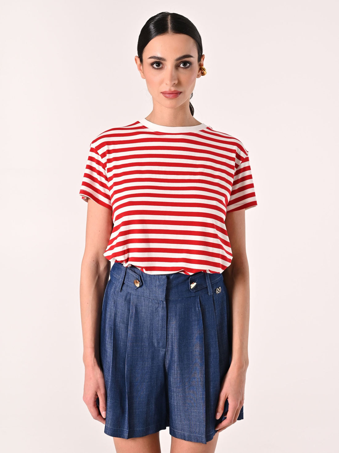 T-Shirt Mariniére a Righe Bianche e Rosse