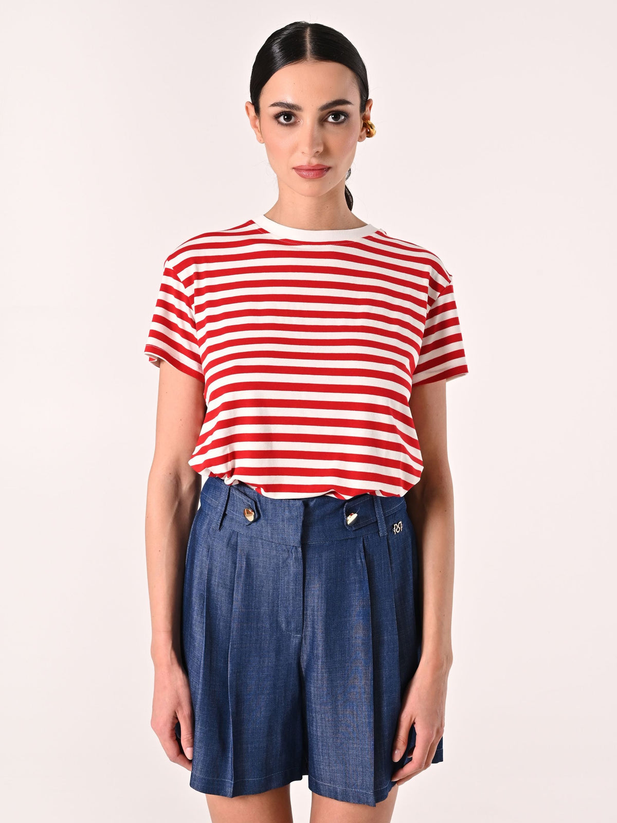 T-Shirt Mariniére a Righe Bianche e Rosse