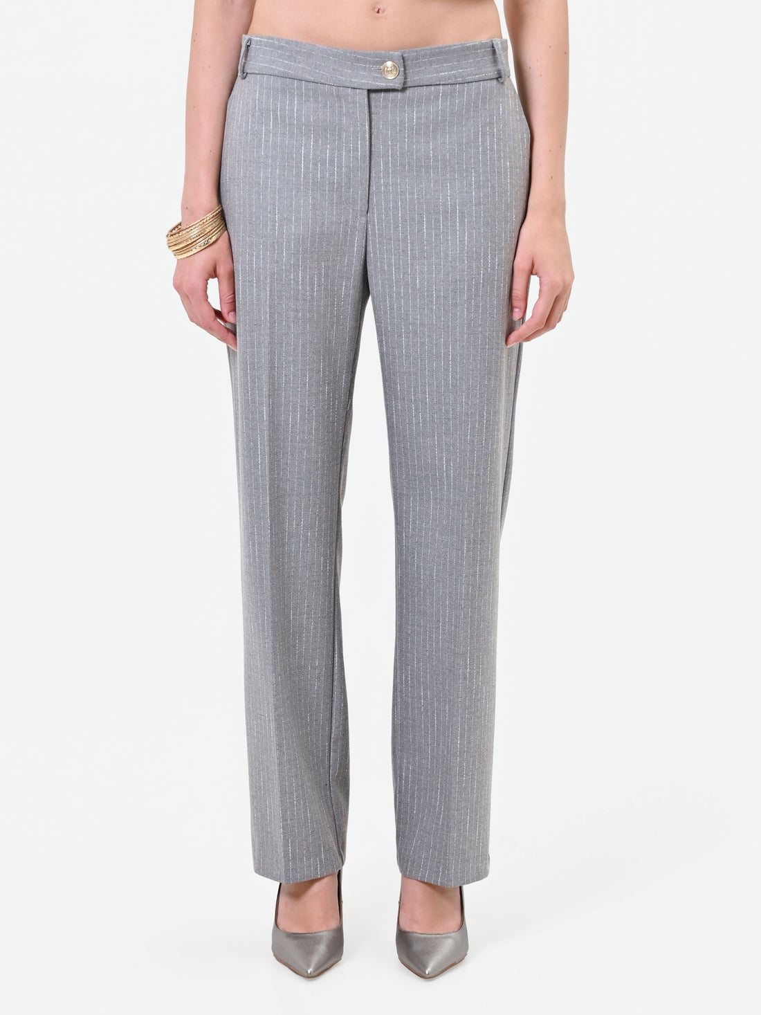Pantalone gessato grigio chiaro