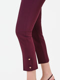 Pantalone bordeaux cropped con bottoni al fondo