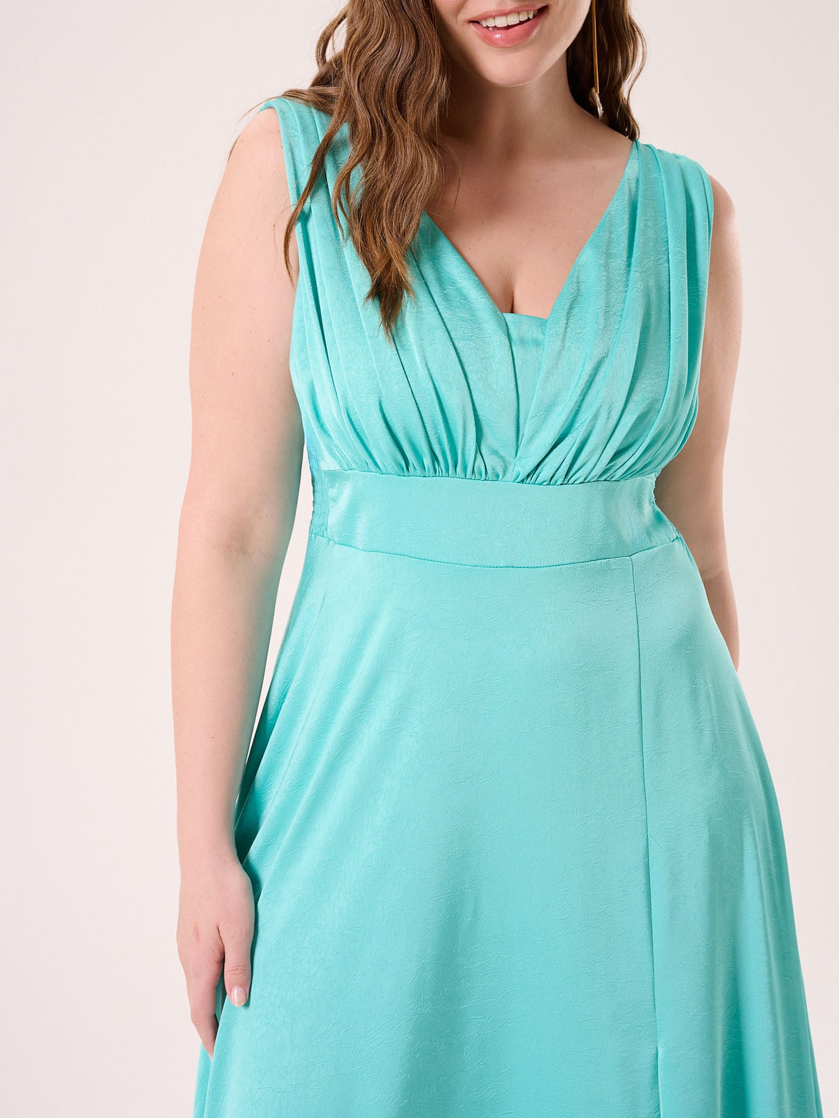 Abito Curvy Lungo Verde Acqua