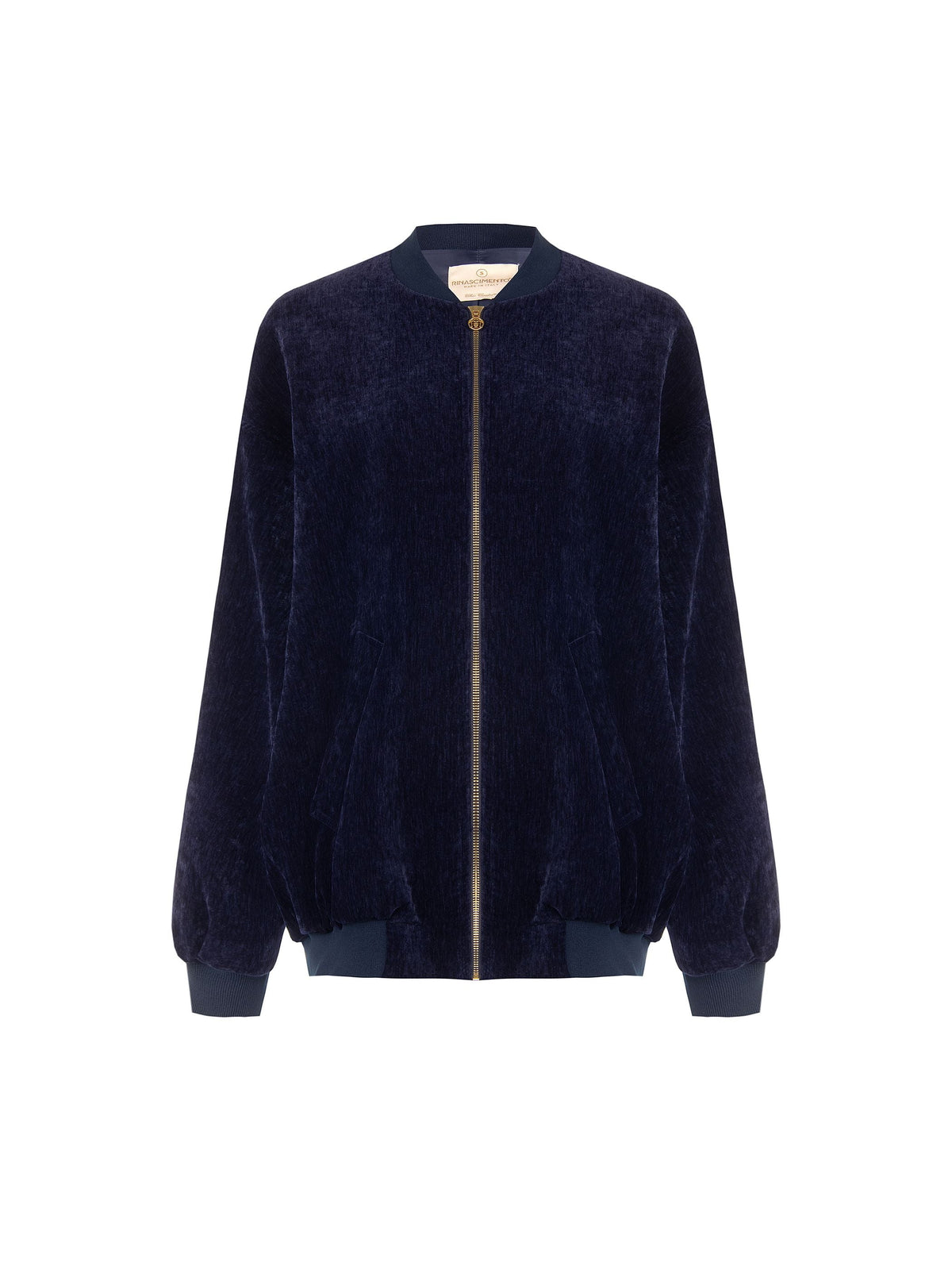 Bomber oversize in velluto blu navy Giorgia Palmas X Rinascimento