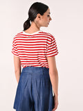T-Shirt Mariniére a Righe Bianche e Rosse