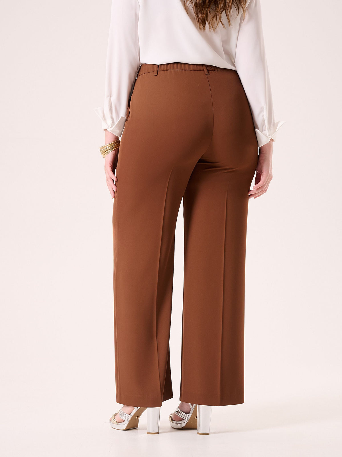 Pantaloni Curvy Ampi Marrone Cioccolato
