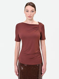 T-shirt asimmetrica moro con drappeggio