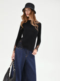 Maglia nera con inserti pizzo