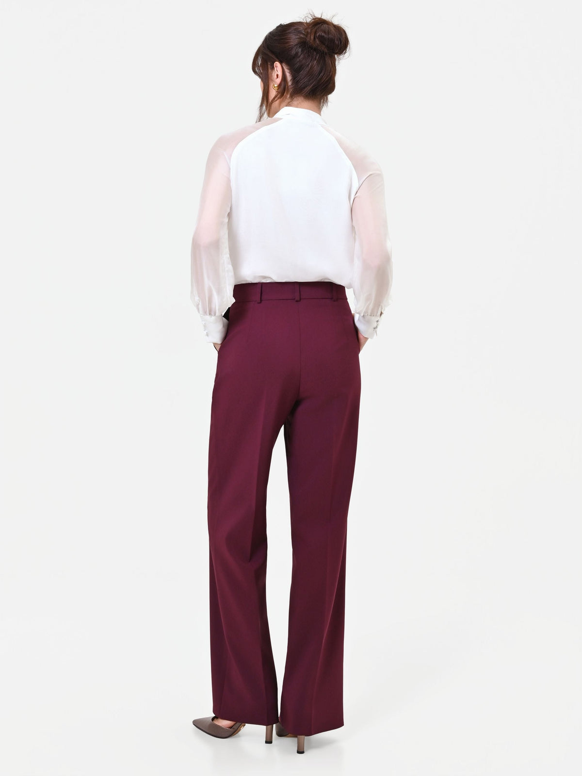 Pantalone Studio bordeaux rosso con piega centrale
