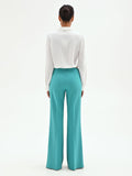 Pantalone palazzo turchese a vita alta