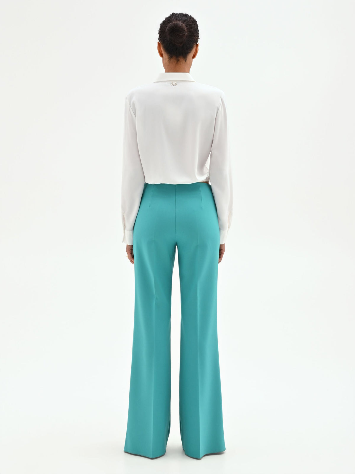 Pantalone palazzo turchese a vita alta