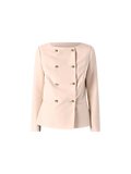 Giacca Doppiopetto in Tessuto Tecnico Beige Chiaro