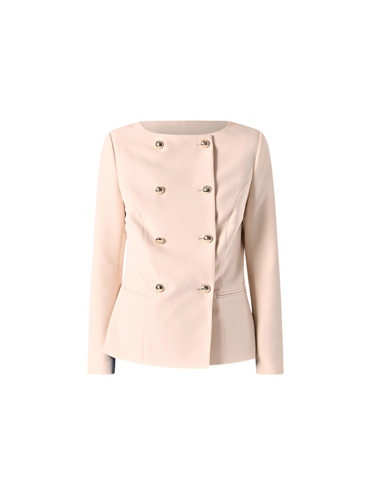 Giacca Doppiopetto in Tessuto Tecnico Beige Chiaro