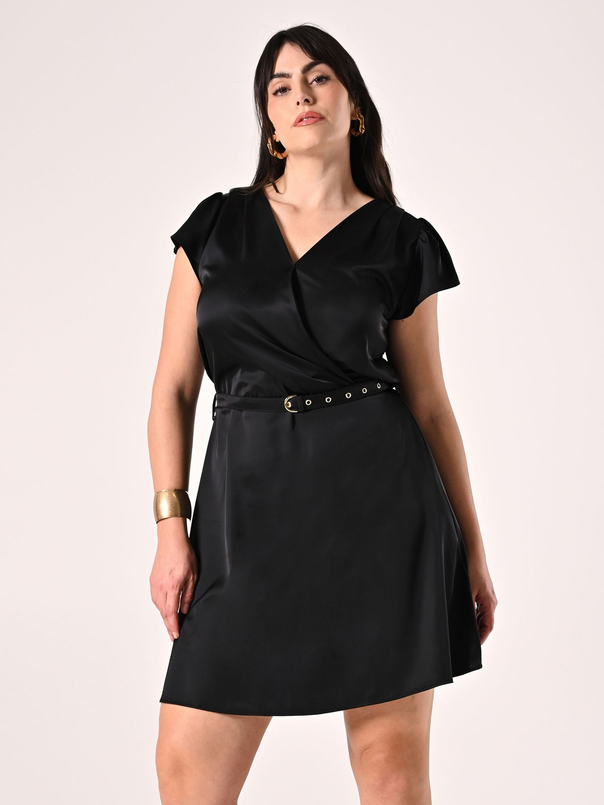 Abito Curvy in Raso Nero