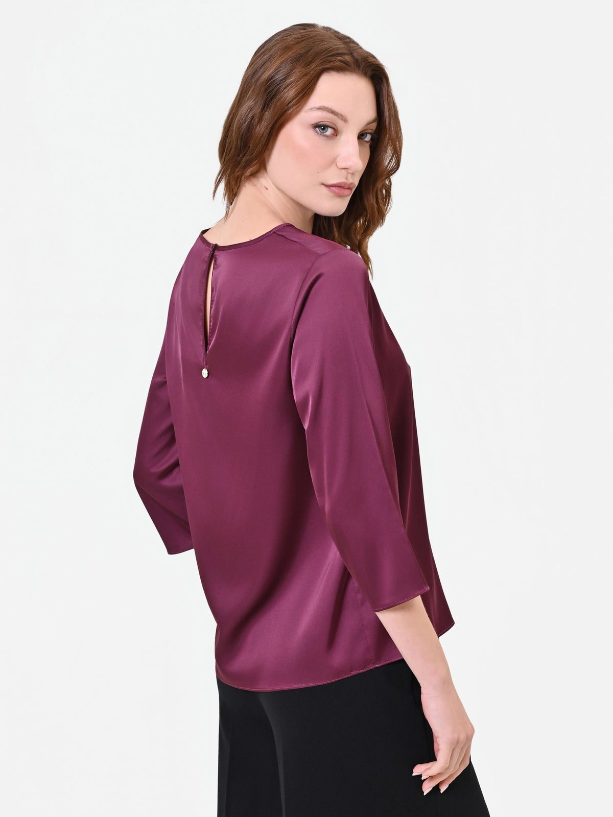 Blusa in raso bordeaux rosso