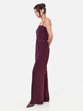 Pantalone Studio  palazzo bordeaux in crepe gessato
