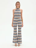 Pantalone azzurro con motivo chevron