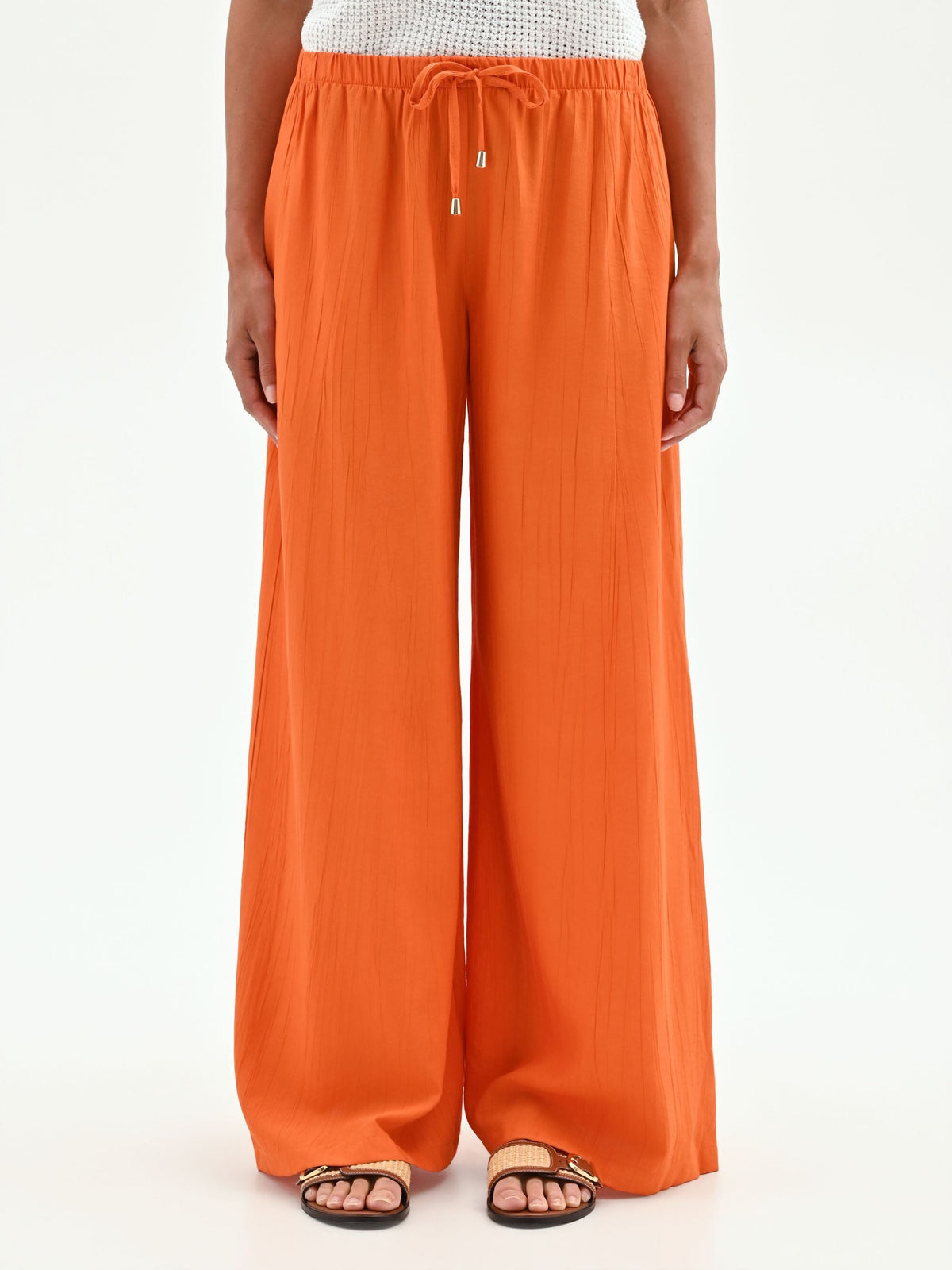 Pantalone palazzo arancio in viscosa