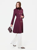 Cappotto doppiopetto bordeaux con fondo a pieghe