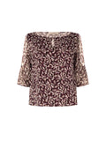 Blusa Curvy  rosso bordeaux in raso fantasia