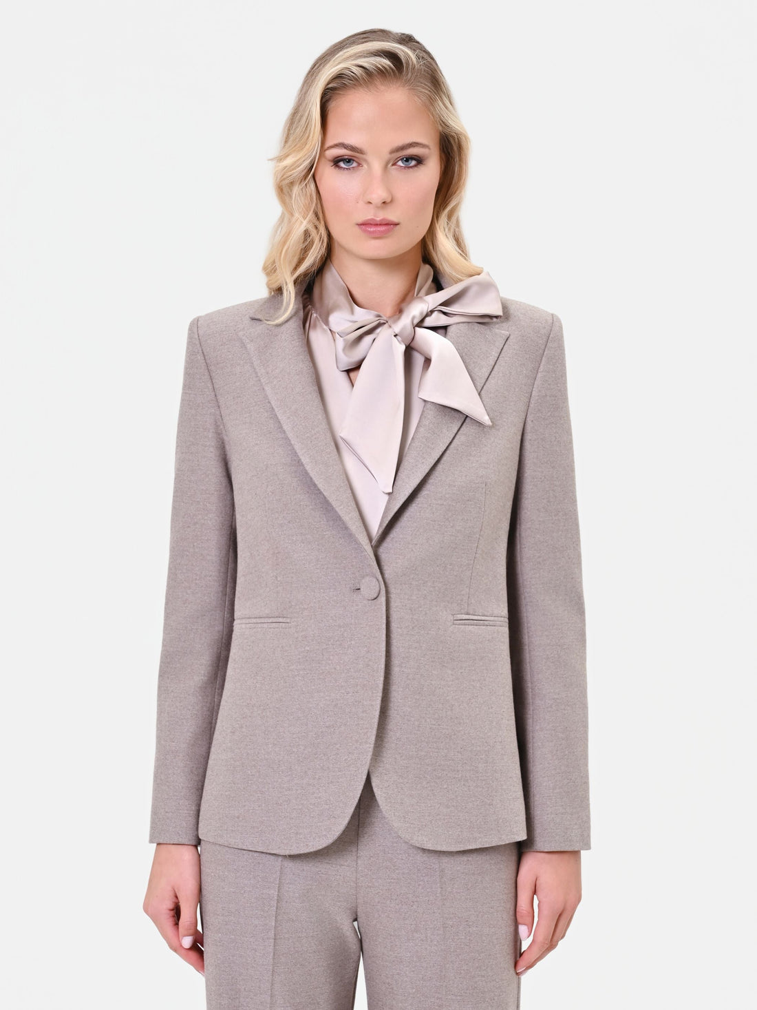 Giacca in misto viscosa tortora beige monopetto