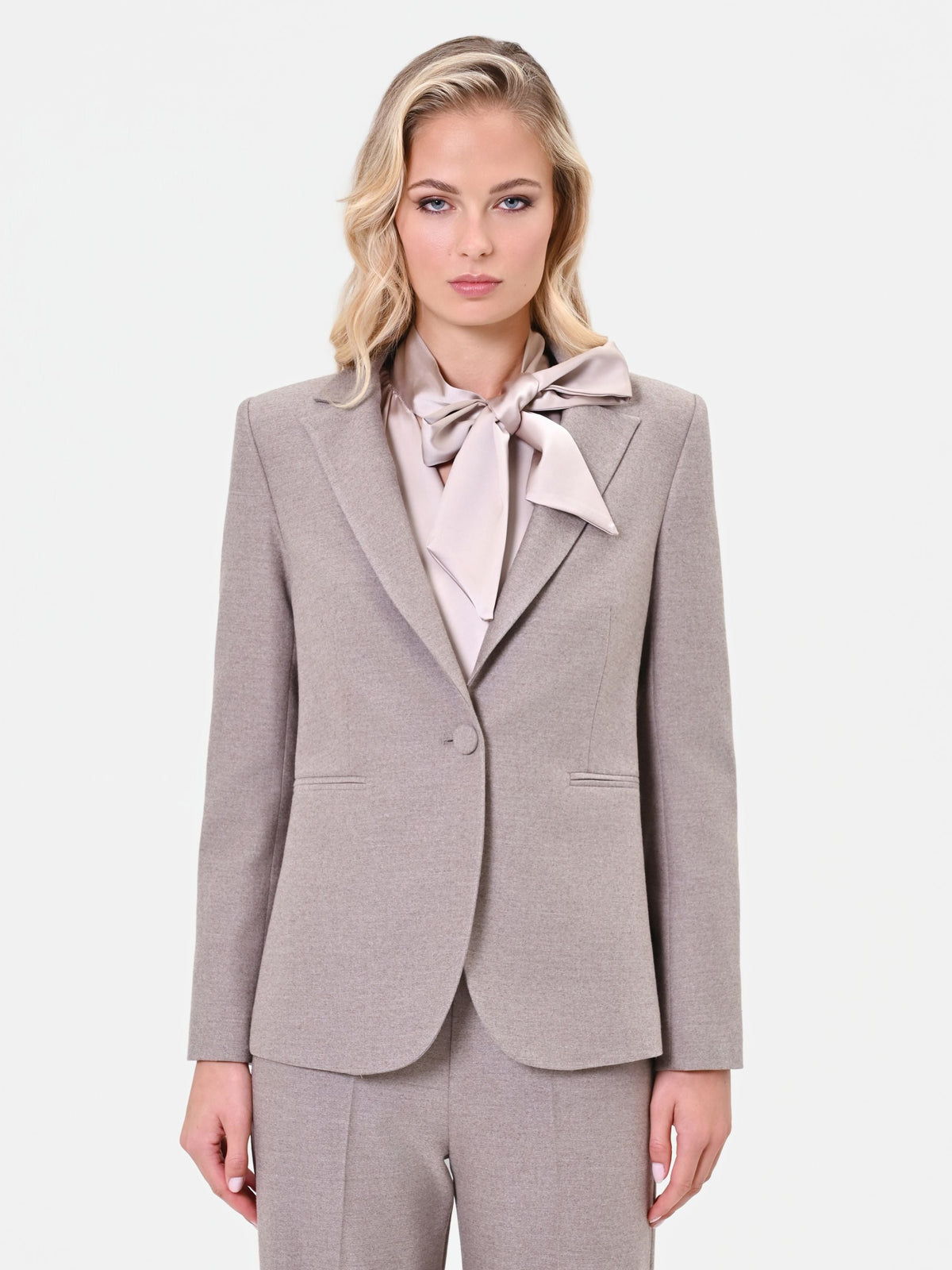 Giacca in misto viscosa tortora beige monopetto