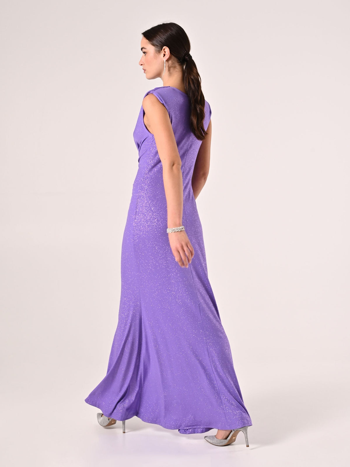 Abito Lungo Viola Lavanda con Glitter