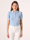 Polo in Maglia Lurex Azzurra