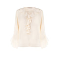 Blusa Boho con Voulant Beige