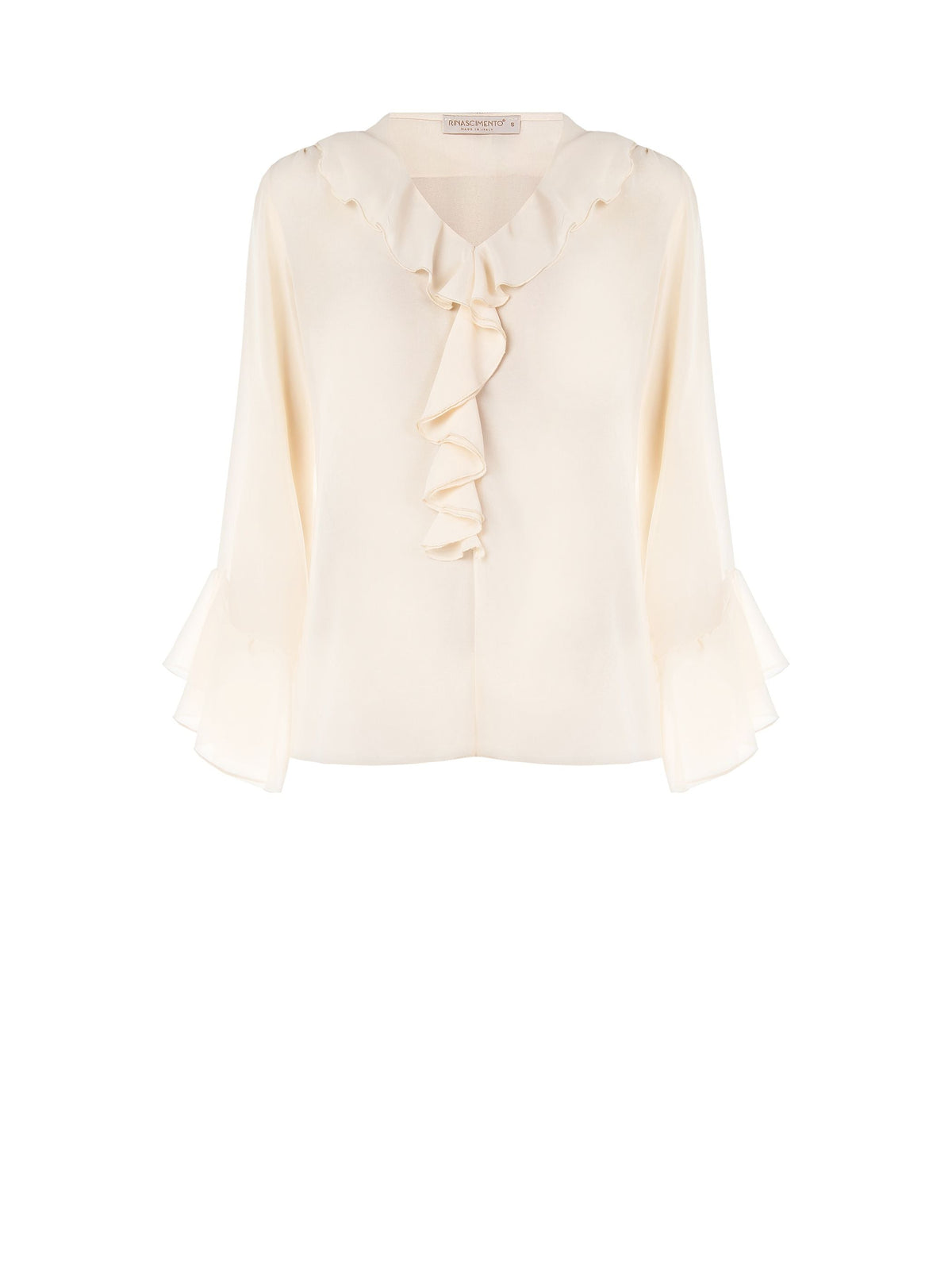 Blusa Boho con Voulant Beige