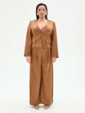 Giacca Curvy marrone bronzo in raso