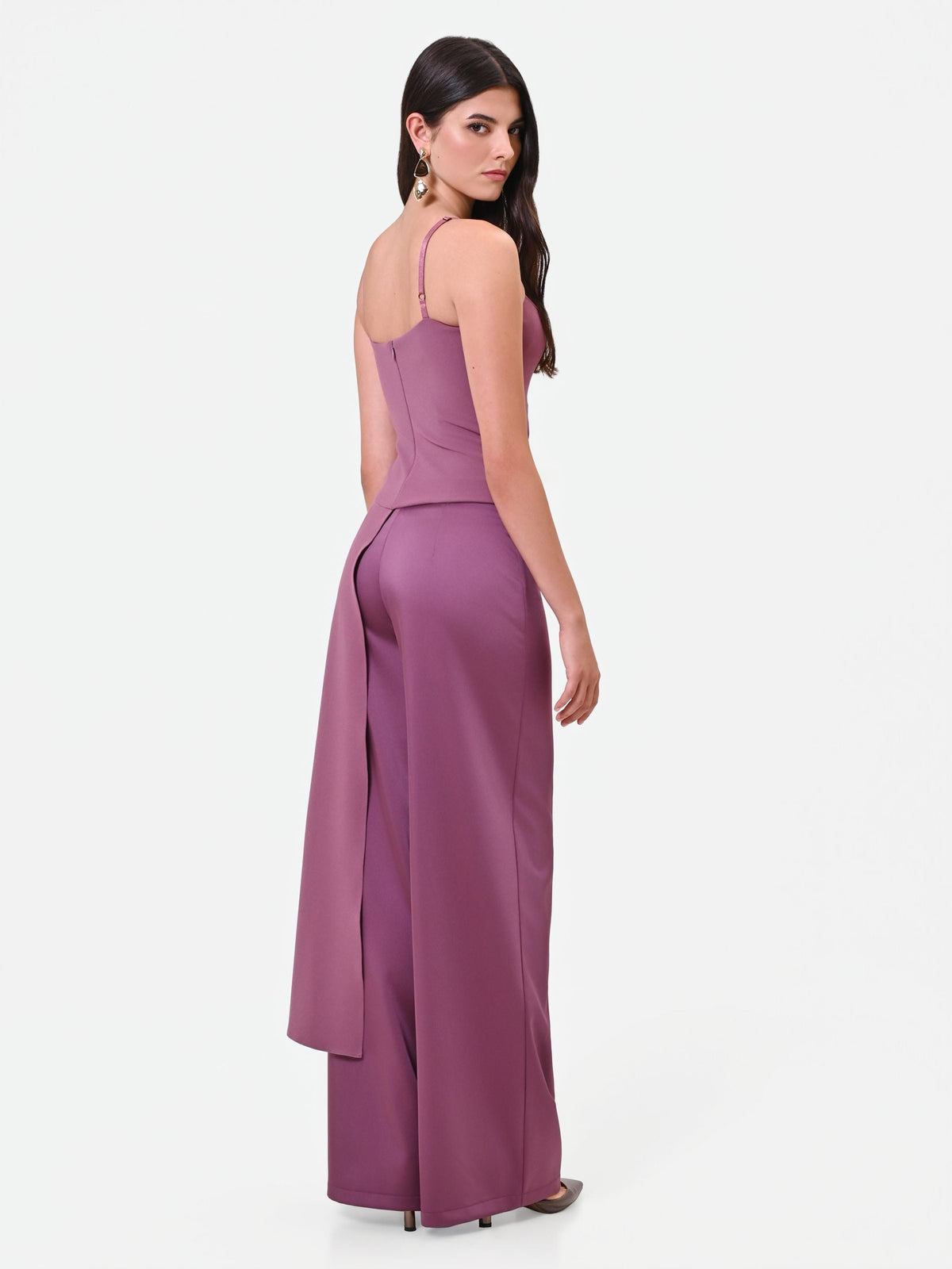Pantalone palazzo in raso rosa antico Giorgia Palmas X Rinascimento