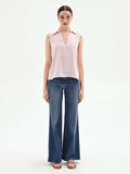 Blusa rosa pastello con collo a rever
