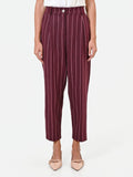 Pantalone cropped gessato rosso bordeaux