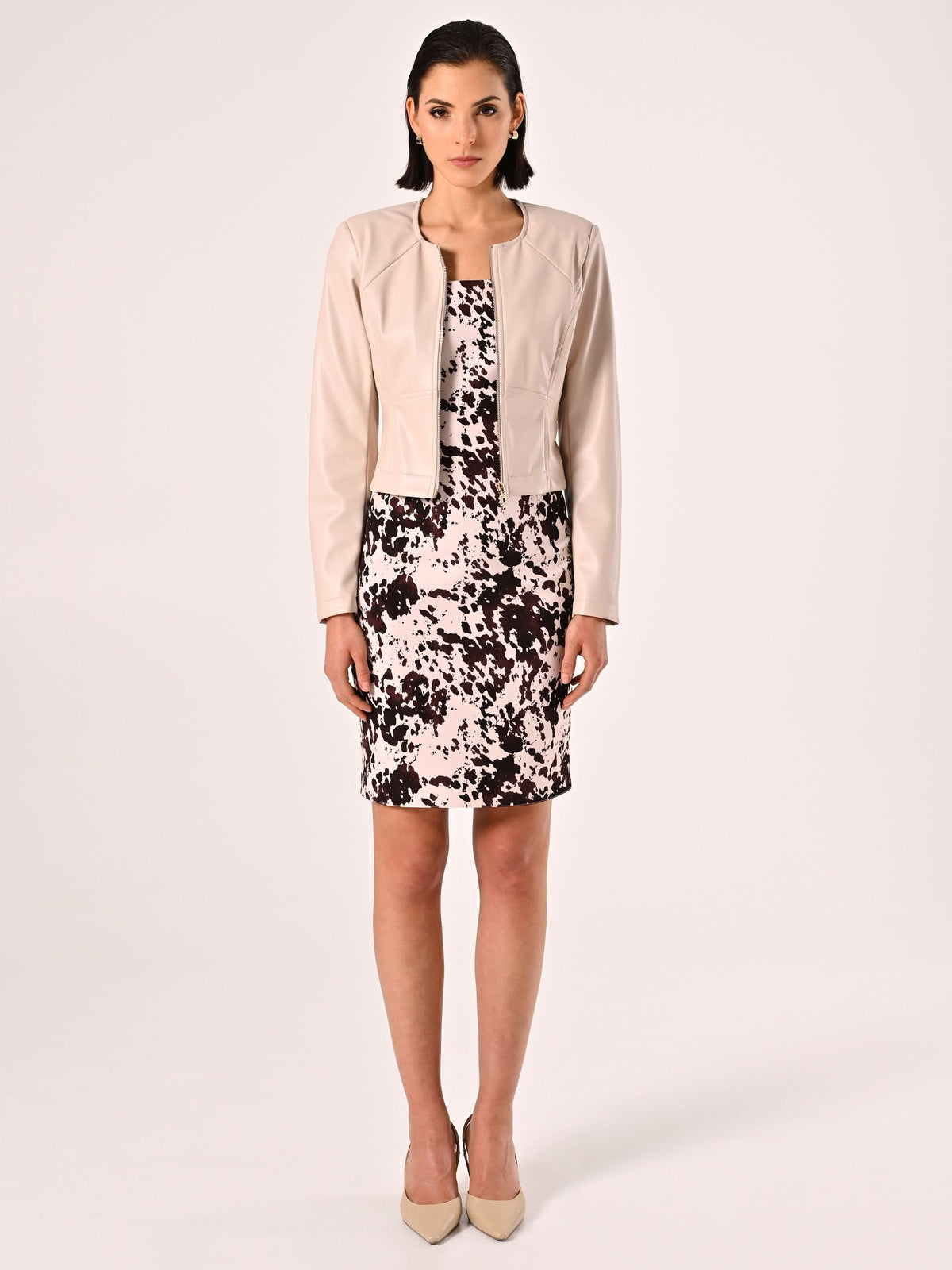 Giacca chiodo similpelle Beige