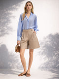 Bermuda tortora beige con pinces frontali