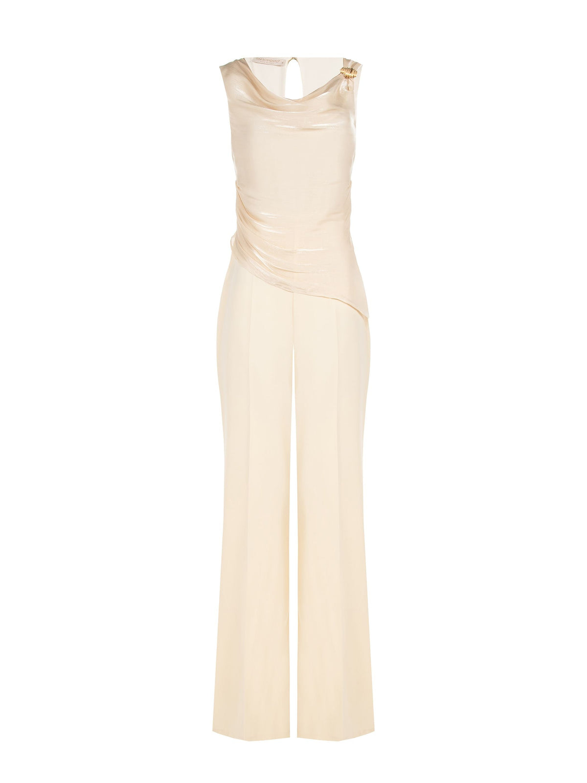 Tuta elegante beige chiaro con corpetto drappeggiato