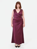 Abito Curvy midi in raso bordeaux rosso