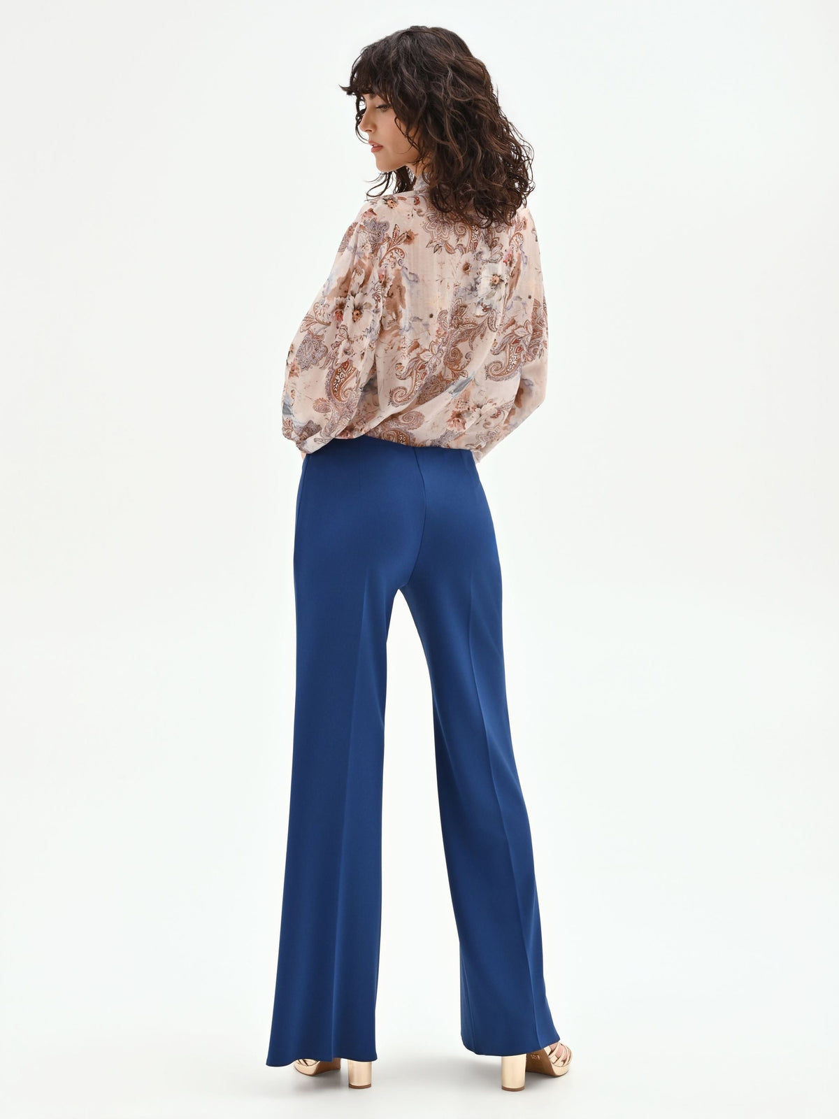 Pantalone palazzo blu brillante