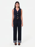 Gilet in velluto blu navy con bottoni Giorgia Palmas X Rinascimento