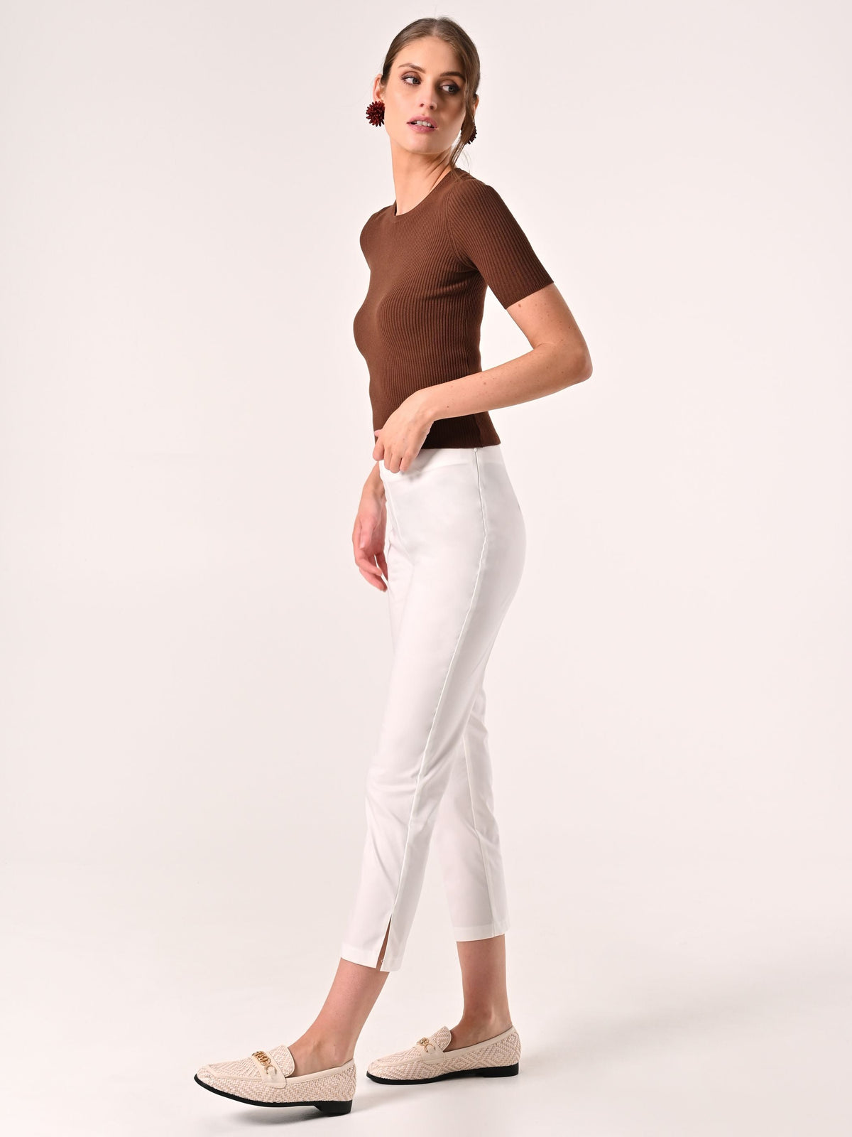 Pantaloni Skinny in Cotone Bianchi