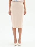 Gonna tubino beige chiaro con spacco laterale