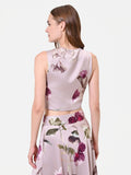 Top bustier tortora beige con stampa floreale