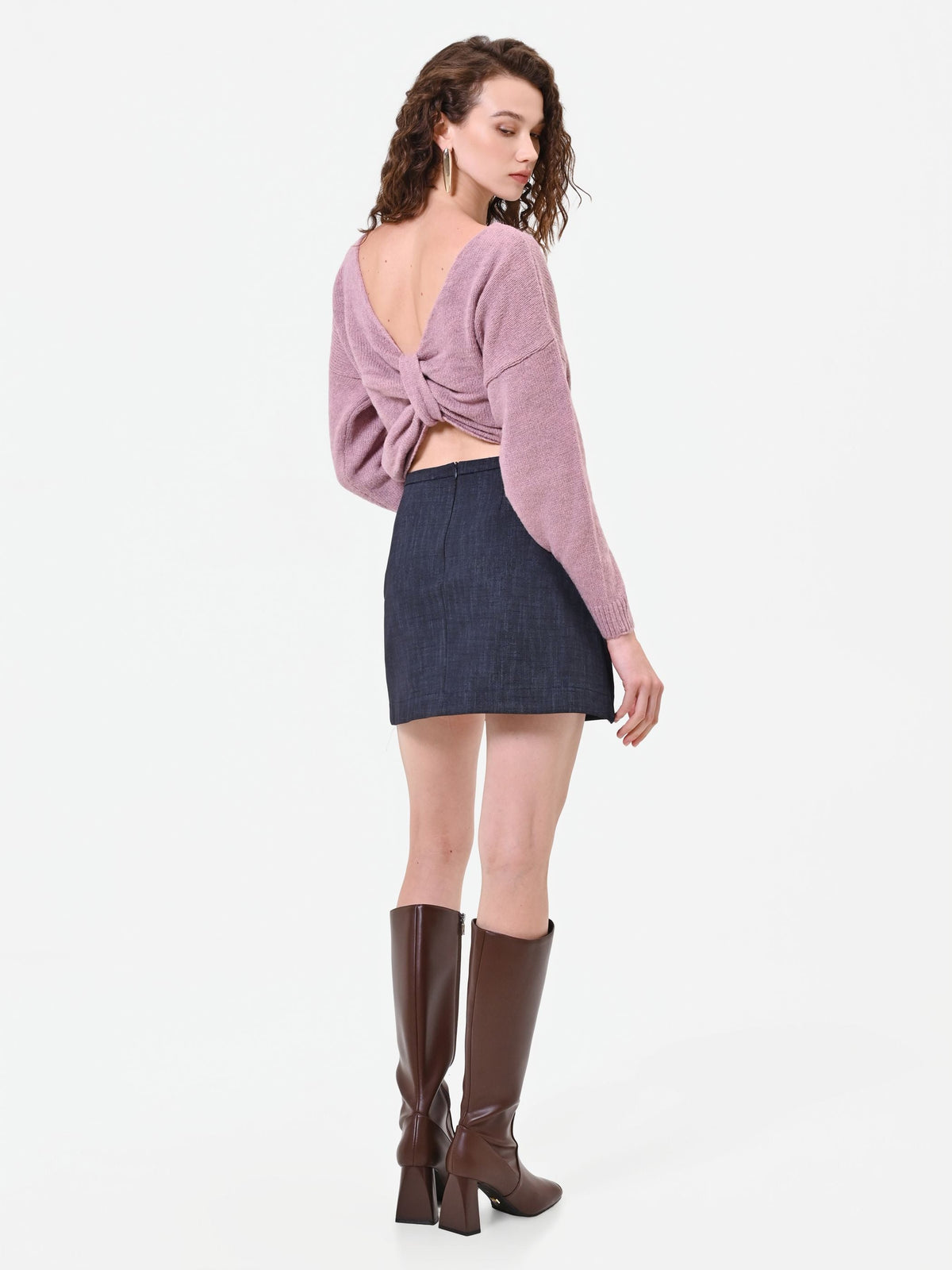 Minigonna blu navy a portafoglio