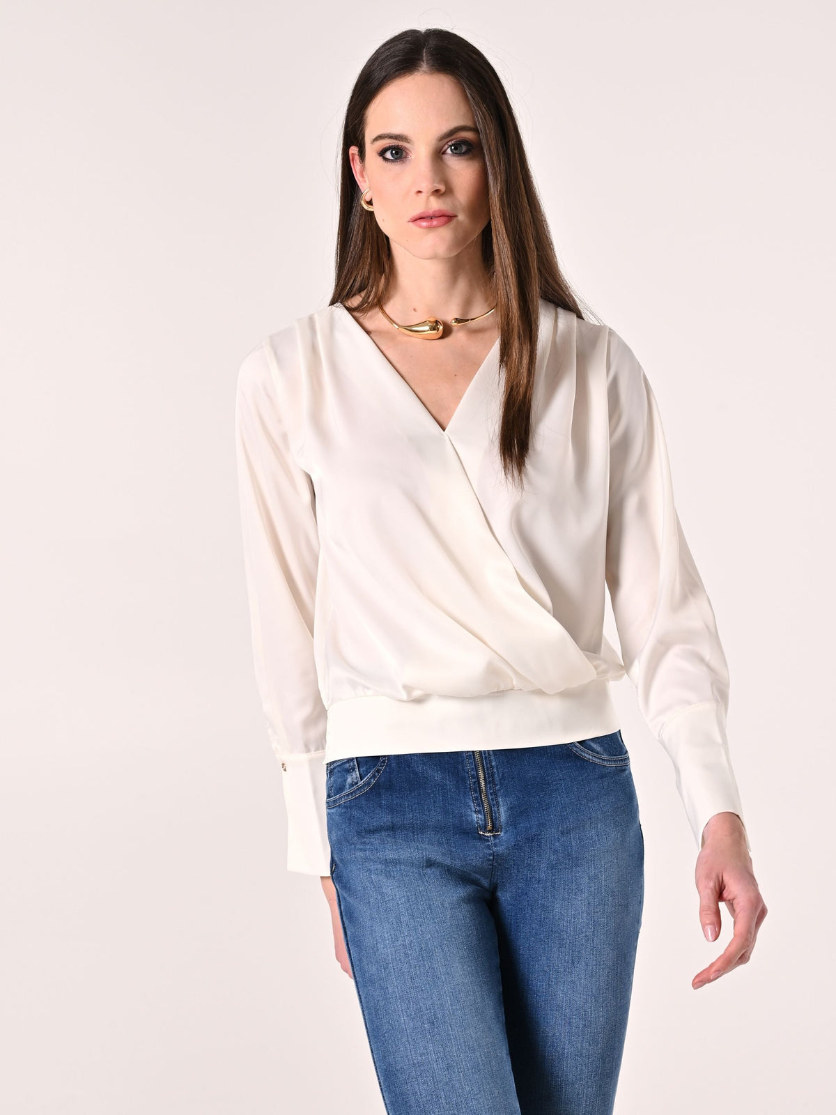 Blusa a Maniche Lunghe Bianca