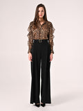 Pantaloni Neri con Cintura Fibbia Gold